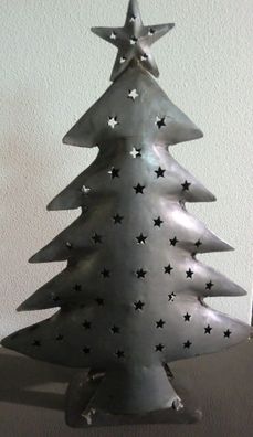 Tannenbaum Rustique 50cm hoch aus Metall, mit Teelichthalter zum Beleuchten