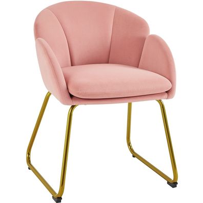 Gepolsterter Sessel mit Blütenblatt-Rückenlehne Lehnstuhl mit Metallbeinen Gold