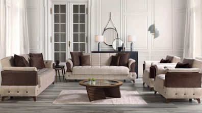 Modern Sofagarnitur Sessel Textil Sofa Luxus Komplett Luxus 3 + 2 + 1 + 1 Sitzer