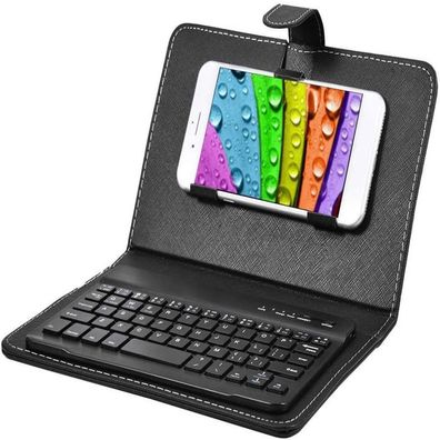 Tragbare Mini Bluetooth Tastatur mit Schutzhülle&Farbe: Schwarze