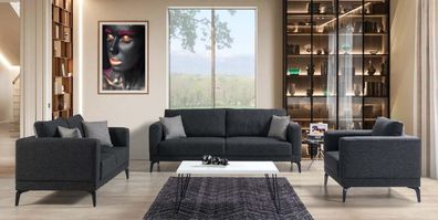 Sofagarnitur 3 + 2 + 1 Sitzer Textil Modern Komplett Sessel Sofa Luxus Möbel