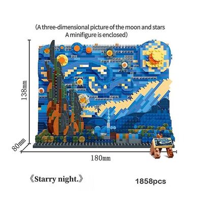Sternennacht 3D Micro Brick Moc Art Gemälde Vincent Van Gogh