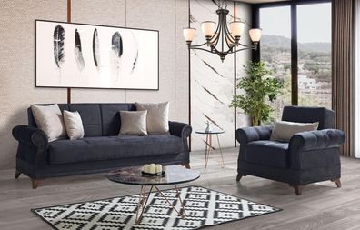 Sofagarnitur 3 + 1 Sitzer Textil Modern Komplett Sessel Sofa 3 Sitzer Luxus Relax
