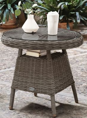 Destiny Beistelltisch MALAGA Ø60x55cm, Polyrattan, vintage grau