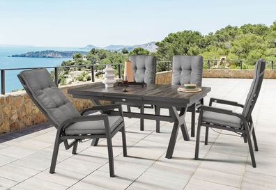 Destiny Sitzgruppe CAPRI GARDA 4 Hochlehner + Tisch 160/210x100x75cm, ausziehbar