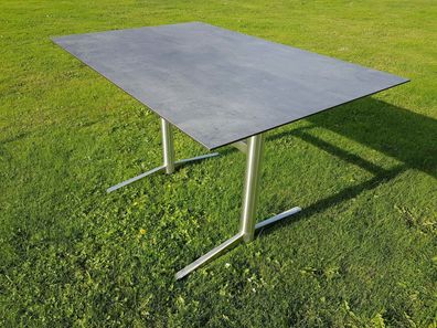 Destiny Gartentisch LOFT 120x80x75cm, Edelstahl, Tischplatte HPL, beton dunkel