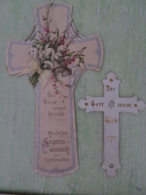 alte Kreuze Kruzifix Der Herr ist mein Hirte 1899 Segenswunsch Konfirmation 1915