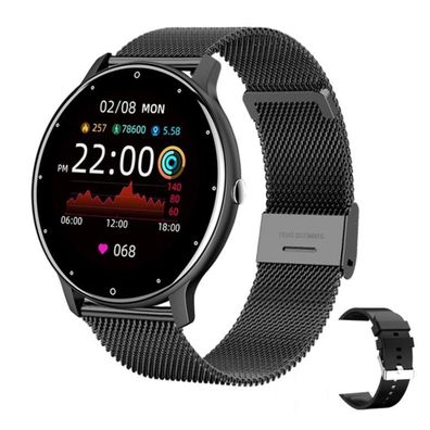 Smartwatch für Herren und Damen, 1,28 Zoll Touchscreen, Fitness, Schwarz