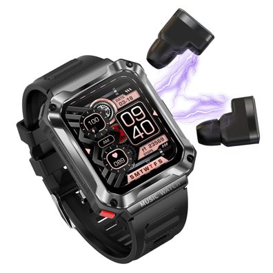 Smartwatch mit Ohrhörern, 1,96-Zoll-Full-Touch-Display, Smartwatch schwarz