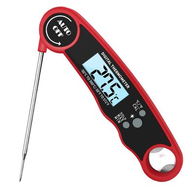 Fleischthermometer, schnell klappbares digitales Instant-Read-Thermometer, rot