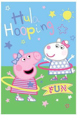 Peppa Pig, Peppa Wutz Luzie Locke "Hula Hooping Fun" Fleece Decke, Kuscheldecke