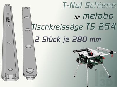 2x 280mm Schiene für metabo TS 254 Tischkreissäge, Schiebeschlitten Gleitschiene