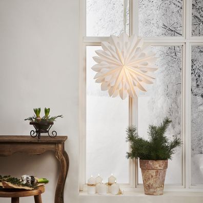 Papierstern XL Weihnachtsstern Faltstern hängend D: 60cm Fensterschmuck weiß