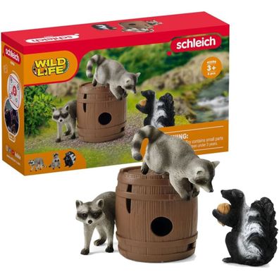 Schleich 42596 Tierfiguren Wild Life Spielspaß um die Nuss Waschbären Stinktier
