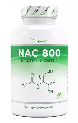 NAC (N-Acetyl L-Cystein) 800 mg, 180 Kapseln, 6-Monatsvorrat