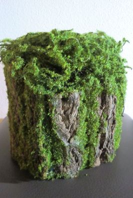 Rindenstamm mit Moos künstlich, 18 cm hoch, Farbe Grün/ Braun