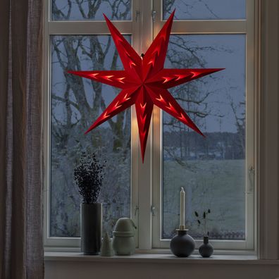 Papierstern Leuchtstern Samt Weihnachtsstern Faltstern hängend 78cm m. Kabel rot