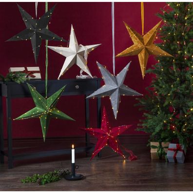 LED Papierstern Velvet Weihnachtsstern hängend D: 60cm Fensterschmuck hellgrau