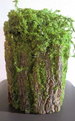 Rindenstamm mit Moos künstlich, 26 cm hoch, Farbe Grün/ Braun