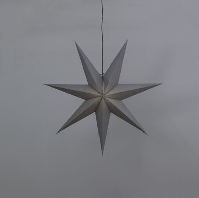 Papierstern Ozen Leuchtstern Weihnachtsstern Faltstern hängend 100cm Kabel grau