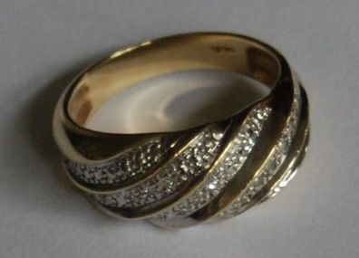 Ring Bandring Bi Color 9x Diamant 585 Gold 6 Gramm