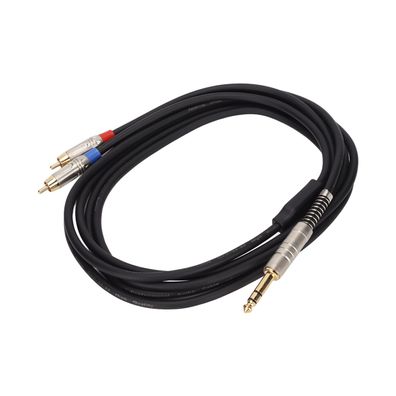 1/4-Zoll-TRS-zu-Dual-RCA-Kabel, vergoldeter Stecker, 6,35 mm