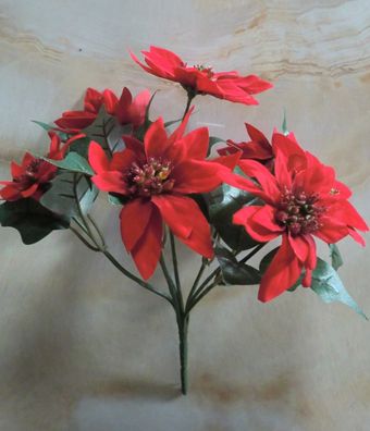 Weihnachtsstern, Busch klein, künstlich, 7 Blüten, 25 cm, Farbe Rot, Poinsettia