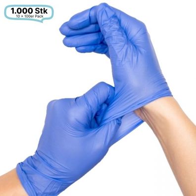 Nitril-Handschuhe puderfrei, blau, 1.000 Stk., unsteril, mit Rollrand, hoch-elastisch