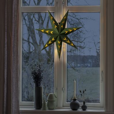 Papierstern Leuchtstern Samt Weihnachtsstern Faltstern hängend 60cm m. Kabel grün