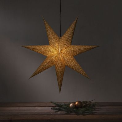 Papierstern Weihnachtsstern Stickerei hängend D: 60cm Fensterschmuck gold
