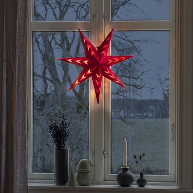 Papierstern Leuchtstern Samt Weihnachtsstern Faltstern hängend 60cm m. Kabel rot