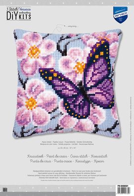 Vervaco PN-0008501 Kreuzstichkissen Violetter Schmetterling