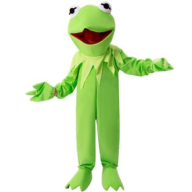 Kermit Frosch Cosplay Jumpsuit mit Kopfhaube Kinder Halloween Onesie 3er-set Bodysuit