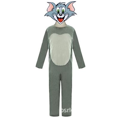 Tom and Jerry Cosplay Jumpsuit mit Maske Kinder Halloween Onesie 2er-set Bodysuit