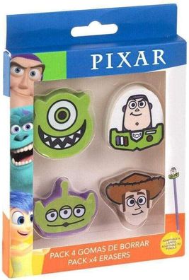 Disney Pixar Radiergummis, Aufsteckradierer - 4er Pack- Toy Story, Monster AG
