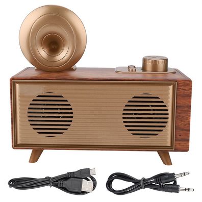 Wisenovo AS50 Tragbarer kabelloser Retro-Doppellautsprecher aus Holz