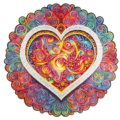 Unidragon Holzpuzzle Mandala – Bewusste Liebe – 700 Teile – Royal Größe 45 cm