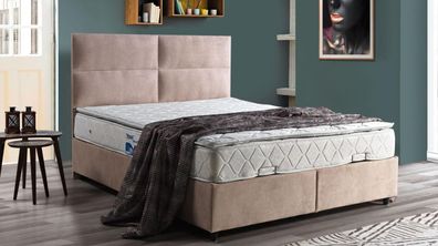 Bett Design Betten Luxus Beige Polster Schlafzimmer Möbel Doppelbetten 160x200