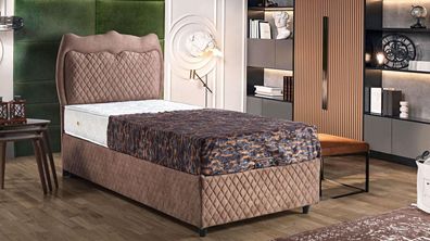 Bett Design Betten Luxus Betten Polster Schlafzimmer Möbel Braun 90x190cm