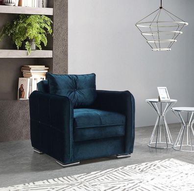 Design Sitzer Luxus Sessel Relax Textil Blau Farbe Sessel Club Lounge Modern
