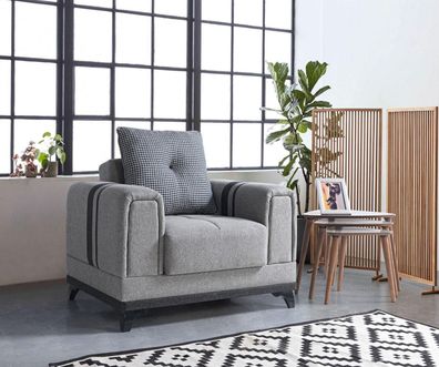 Design Sitzer Luxus Sessel Relax Textil Grau Sessel Lounge Club Modern Luxus
