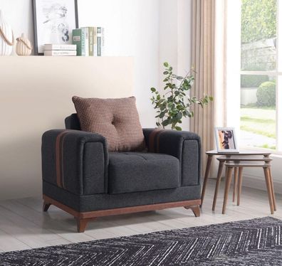 Design Sitzer Luxus Sessel Relax Textil mit Edelstahl Sessel Relaxsessel Modern
