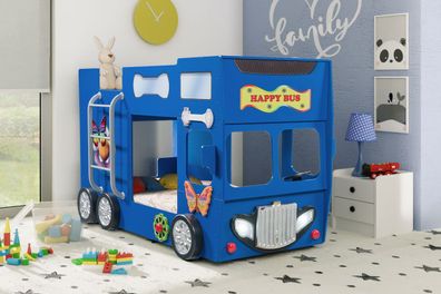 Happy Bus] Kinderzimmerbett in Blau/ Grün/ Rot/ Gelb Hochwertiges MDF (210x115x145]