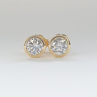 Brillant Diamant Ohrstecker Ohrringe 750 Gelbgold 18 Karat Gold 0,86 ct F/ IF