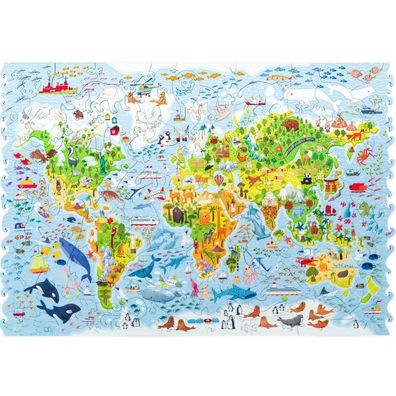 Unidragon Holzpuzzle für Kinder – Weltkarte – 100 Teile – 43 x 30 cm