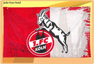 1. FC Köln Zimmerfahne Wandfahne Fahne mit Ösen Logo Flagge Gr. 140x90 cm NEU