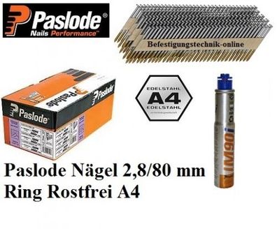 34° Streifennägel 2,8x80mm Ring rostfrei A4 1x Gas für Paslode IM90Ci IM90Xi IM100Ci