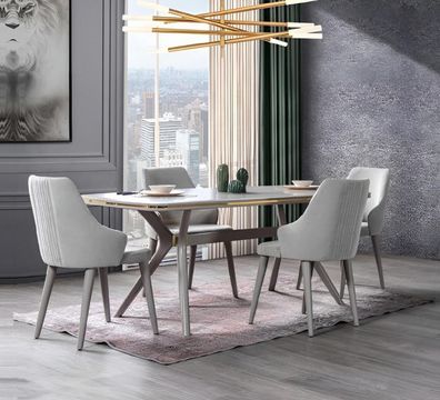 Modern Esstisch 6x Stühle Designer Luxus Esszimmer Möbel Holz Essgruppe