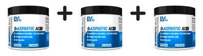 3 x EVL Nutrition D-Aspartic Acid (30 serv) Unflavoured