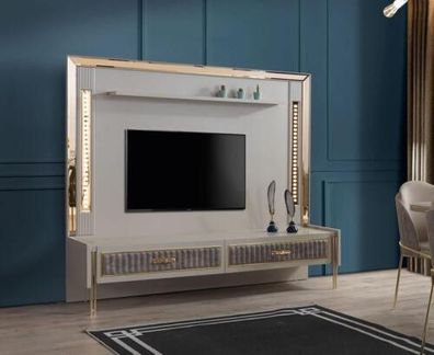 Designer TV Wand Luxus Möbel in wohnzimmer Beige farbe Modern rtv Fernseher Wand